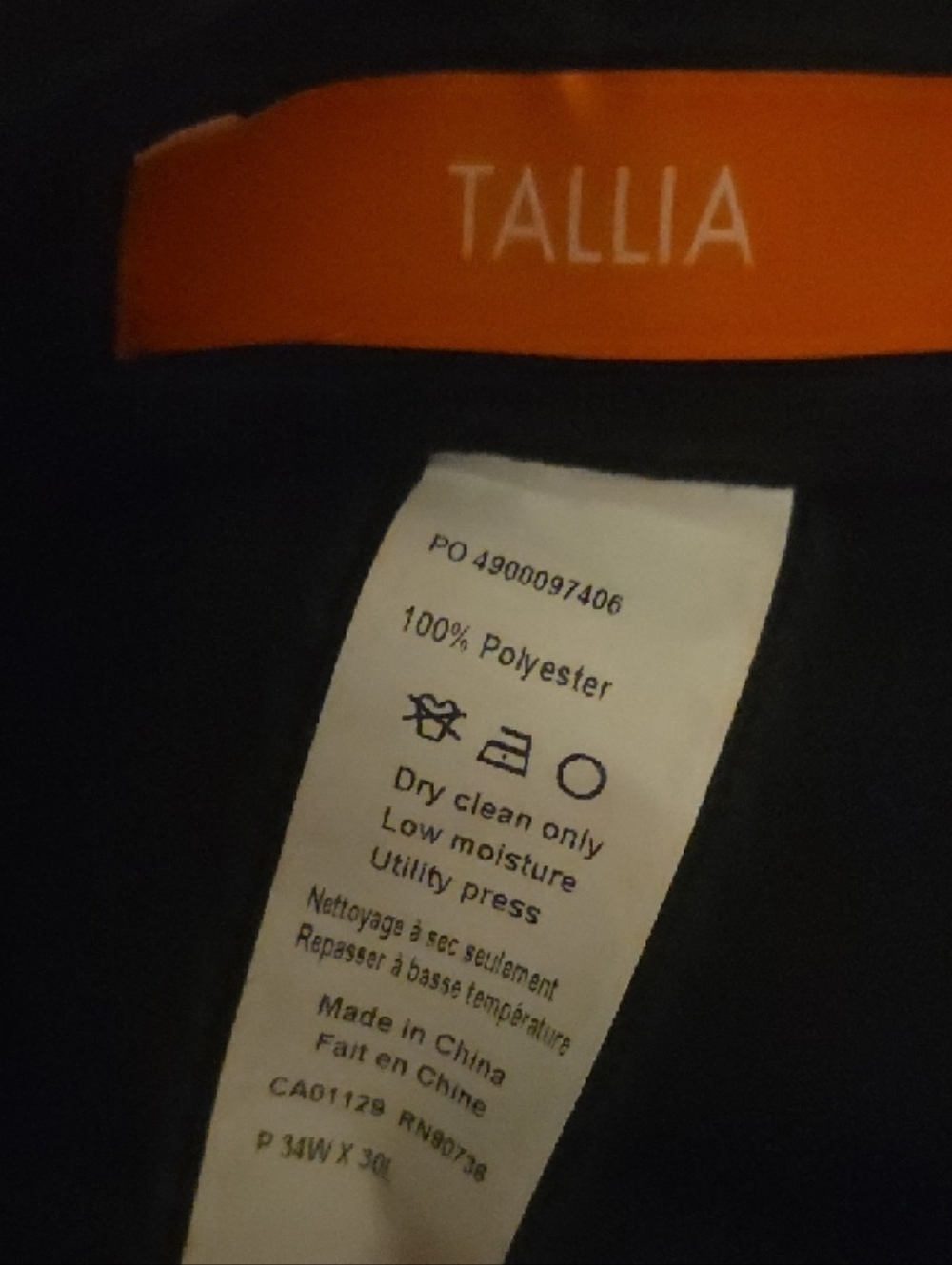 TALLIA NWT Navy Blue Men's Dress Pants with Subtle Jacquard Texture - Picture 5 of 12